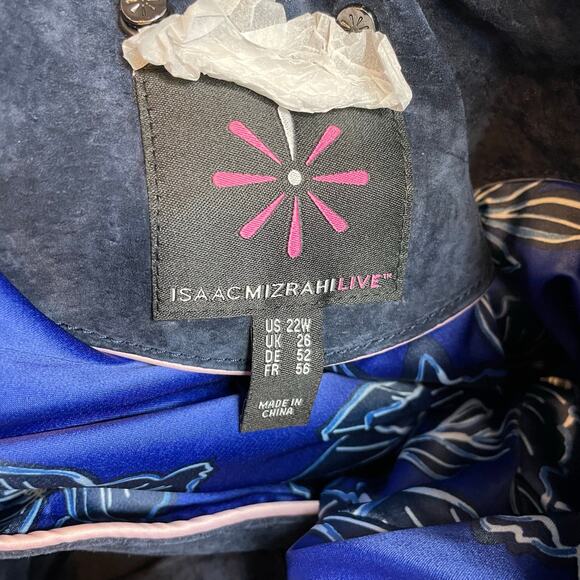 Isaac Mizrahi Live Blue Suede Leather Moto Jacket Coat Fall Winter Womens 22W 22 - Picture 11 of 13